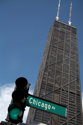 Image of Chicago street sign and John Hancock building